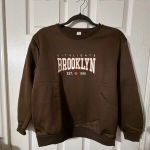 SHEIN Dark Brown Citylights Brooklyn Sweatshirt